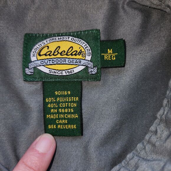 Cabela's Long Sleeve Button Up Light Olive Green Shirt Sz M - Picture 4 of 5